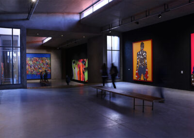 an art space with huge paintings